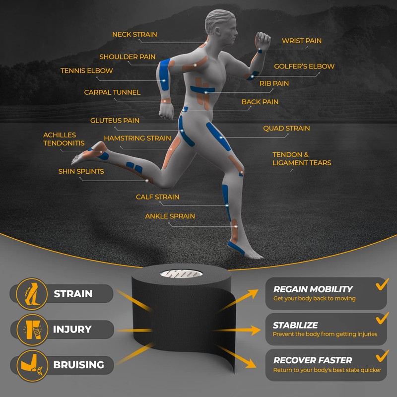 Kinesiology Tape-Incredible Support for Athletic Sports and Recovery+Free Taping Guide-Uncut