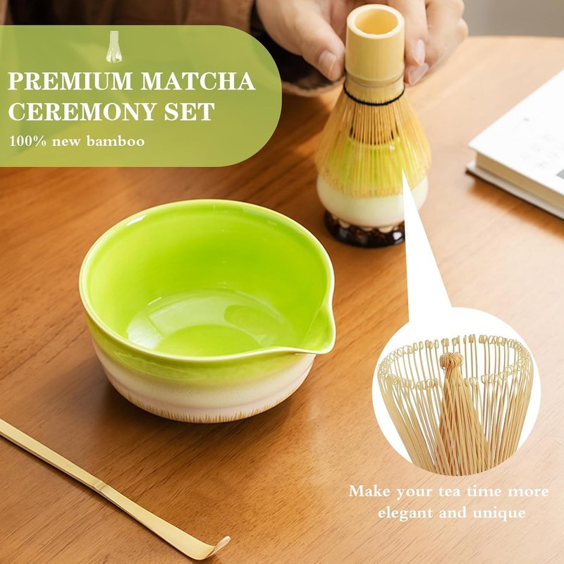 XIULIUU Matcha Tea Set, 4 Pcs Set Matcha Tool, Matcha