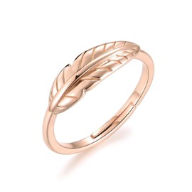 Philip Jones Rose Gold Plated Adjustable Feather Ring
