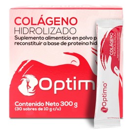 Soy Óptimo | Colágeno Hidrolizado | Sin Sabor - Sin Olor - Sin Azúcar | Suplemento Alimenticio | 30 sobres individuales de 10 g (En 1 caja) | Péptidos de Colágeno Hidrolizado Porcino |