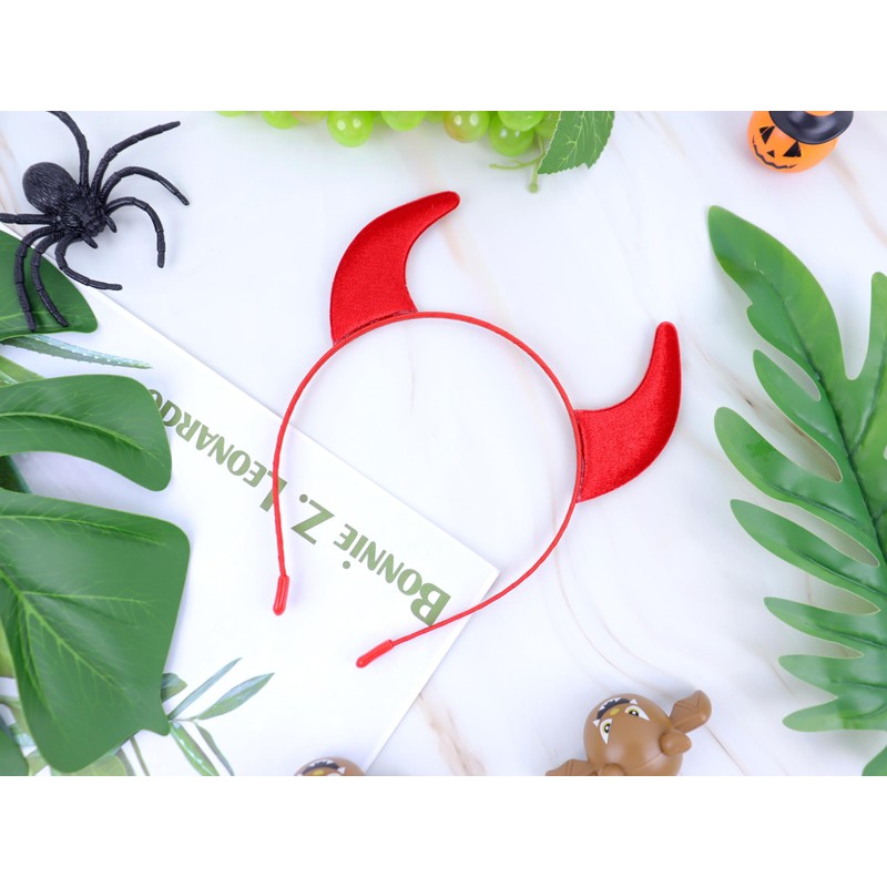 Dense Velvet Devil Horns Headband Red