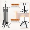 Gtongoko 35 Inch Fireplace Tools Set 5 Pcs Black Wrought
