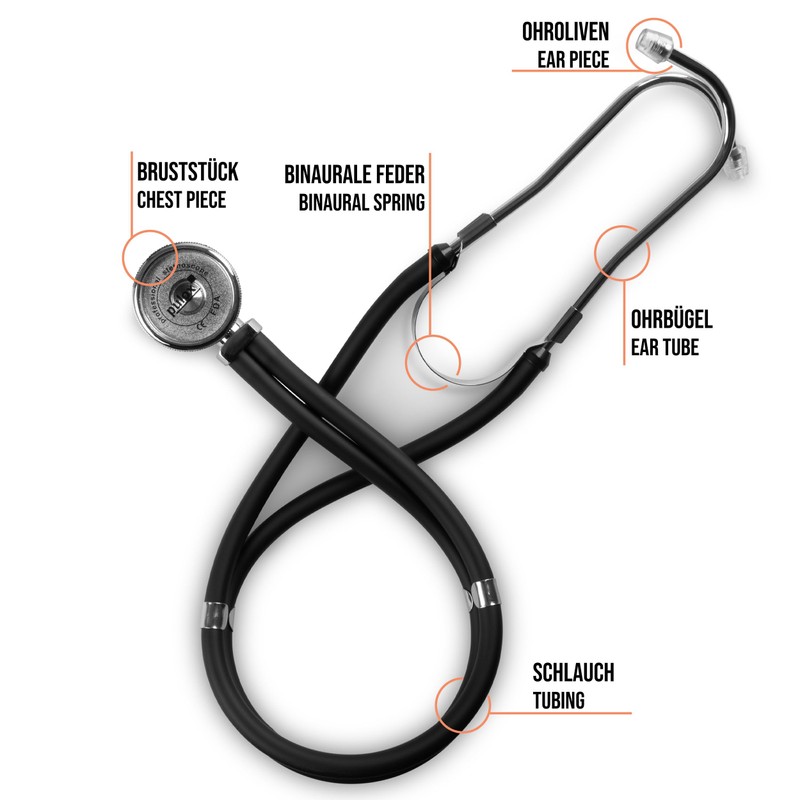 Pulox Rappaport Stethoscope - Professional 5-in-1 Double Tube Stethoscope with