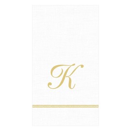 Caspari Hemstitch Script Paper Guest Towel Napkins in Letter K, 30 Napkins Included