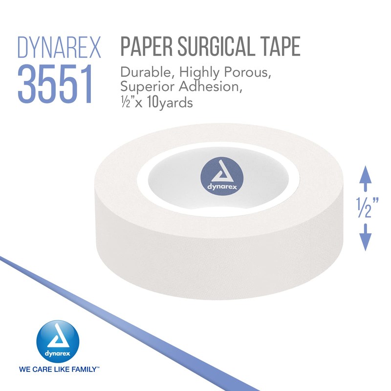 Dynarex Surgical Paper Tape Surgical 1/2 Inch x10yd, 24 Count