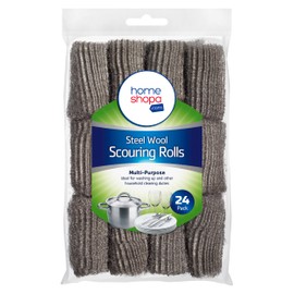 HOMESHOPA Steel Wool Scouring Rolls, 24 Pack Wire Wool Mice Pads, Grade 0, Steel Wool Cleaning Pads for Cleaning, Polishing, Home and Kitchen, Multi-Purpose for Washing Up Pots, Pans, Glass, Metal, 6g