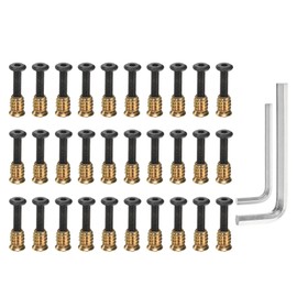 uxcell 30Sets M6 x 25mm Furniture Screw Threaded Inserts for Wood, M6 x 15mm Inserts Nut Bolt Fastener Connector with Hex Socket Drive Mount for Secure Joints