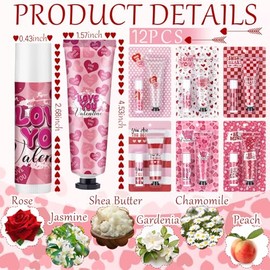 Loopeer 12 juegos de crema de manos para el día de San Valentín, regalos de bálsamo labial a granel, regalo del día de San Valentín, regalo de fiesta 