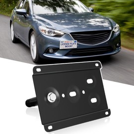 Mazda Front Bumper Tow Hook License Plate Mount Bracket Holder - No Drill Relocator Hole Adapter - Compatible with Mazda3, Mazda6, CX-5, MX-5, RX-8