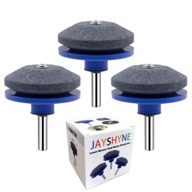 JAYSHYNE Lawnmower Dull Blade Sharpener, 3 Pcs Mower Sharpening Stone Wheel Kit, Universal Garden Tool Grindstone and Knife Edge Whetstone for Any Power Hand Drills
