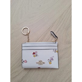 Coach NWT Coach Mini ID Skinny Case Canvas Leather Heart Gold Chalk