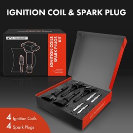 A-Premium Ignition Coils and Spark Plugs Kits Compatible with Hyundai Elantra 2017-2020, Sonata 2015-2019, Tucson 2016-2018, Kona & Kia Soul 2017-2019, Optima 2016-2020, Forte, Forte5 4-PC Set
