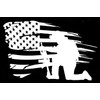 Distressed American Flag Soldier Kneeling Patriotic Vehicle Decal Sticker Decor