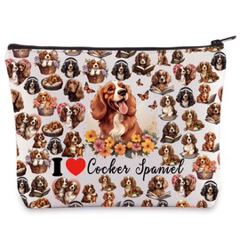 LEVLO Cocker Spaniel Cosmetic Makeup Bag Cocker Spaniel Owner Gift I love Cocker Spaniel Toiletry Bag Cocker Spaniel Merchandise, I love Cocker Spaniel, Tote Bag