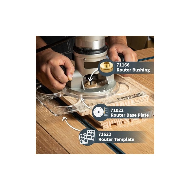 POWERTEC Router Guide Bushing Solid Brass 5/8", Short Shank Precision
