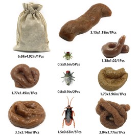 BEINME Fake Flies Green Big Flies Cross-Border Plastic Insect Flies Poop Creative Novelty Funny Toy Soft Poop Set Simulation Poop Toys (XS-Black) (XS-Black) (Xs-Black)