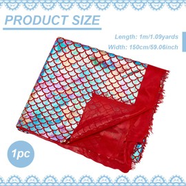 FINGERINSPIRE 1.09 Yards/1m Mermaid Scales Fabric 1.5m Wide Red Iridescence Sparkly Hologram Spandex Fabric Polyester Sparkly Fish Scale Fabric for DIY Craft Garment Accessories(Non-Stretchy)
