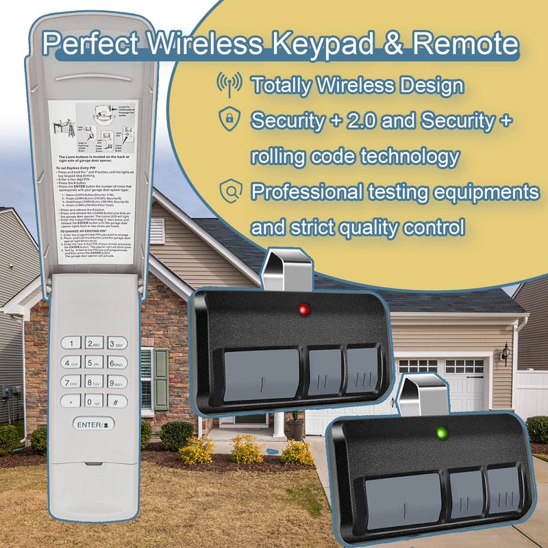 877MAX Keypad with 2 Pack 893MAX Remote, Fit for Liftmaster