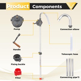 Aluminum Heavy Duty Barrel Hand Pump - Fits 5 to 55 Gallon Drum - With 35" Extension Tube, Corrosion Resistant, Used to Transfer Heating Oil, Diesel, Hydraulic, Engine Oil