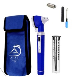 ADS Medi Care ADS Medicare Mini Otoscope ENT Optical Fibre LED Illumination Medical Diagnostic Examination CE Approved with Complimentary Ear Cleaner & Spare Bulb (Blue)