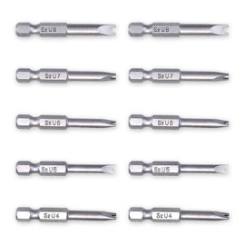 Screwdriver Bits U Type, 1/4 Inch Hex Shank U-shaped Magnetic Screwdriver Bits, 50 mm S2 Alloy Steel U4/U5/U6/U7/U8 Screwdriver for Electrical Appliances Pack of 10