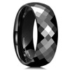 King Will 8mm Black Mens Tungsten Wedding Ring Multi Faceted