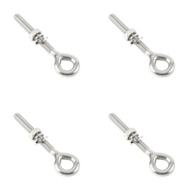 4Pcs Stainless Steel Eye Bolts,M8 Shoulder Eye Bolt, Heavy Duty Screw Eye bolt,with Washer and Nuts Lifting Eye Nuts Bolts