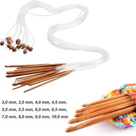 SSyang Pack of 12 Colourful Tunisian Crochet Hooks, Afghan Crochet Hooks, Crochet Hook Set, 3-10 mm, Crochet Knitting Needles Kit, Bamboo Needle, Tunisian Plastic Crochet Hooks with Rope for Weaving