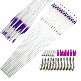 Linkboy Archery 30inch Carbon Arrow 500 600 700 800 Spine Arrows Compound Bow Hunting Arrows Bow Target 5inch Gradient Target Practice Feather 12pcs