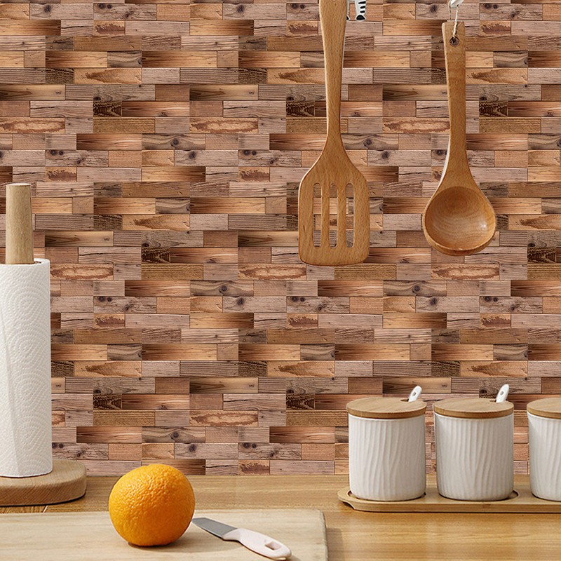 18PCS Wall Stickers Peel and Paste Wood Grain Furniture Refurbishment