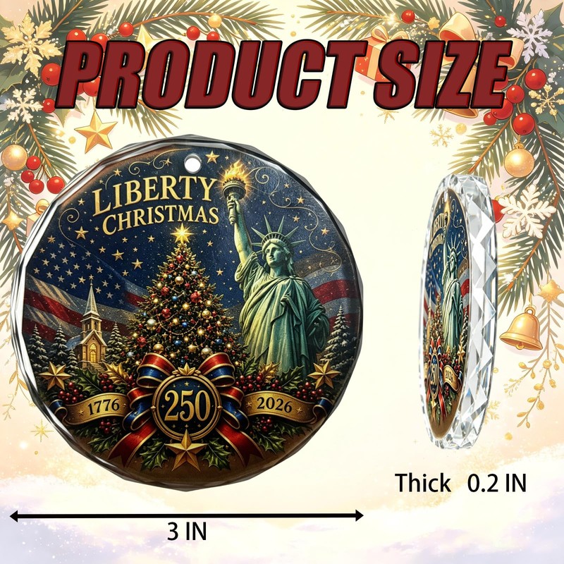 Liberty Christmas Glass Christmas Ornament 2026, America 250th Anniversary