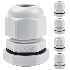 5 Pack Cable Glands M20, Hanibos IP68 Waterproof Cable Glands Nylon Compression Glands Connectors with Locknut and Washer Suitable for 6-12mm Cables White