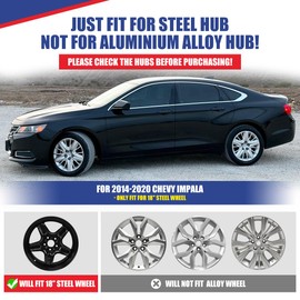 Winjet 4pcs Hubcaps 18 Inch Steel Wheel for Chevy Impala 2014-2020 [2014 2015 2016 2017 2018 2019 2020 Chevy Impala] Hubcaps,Bolt-On Installation, Heavy Duty PP Material(Lacquer,18 Inch,Set of 4)