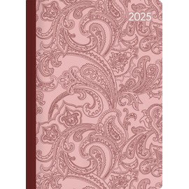 Alpha Edition - Mini Book Calendar Style Paisley 2025 Pocket Calendar, 10.7 x 15.2 cm, Calendar with 352 Pages, Moon Phases, Plenty of Space for Notes and International Calendar