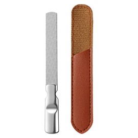 BaraRose Nail File, Double Sided Type, Stainless Steel, Fine and Coarse, Double Sided, Anti-Slip Handle, PU Leather Case Included, Convenient Storage and Carrying, Nail Polishing, Unisex