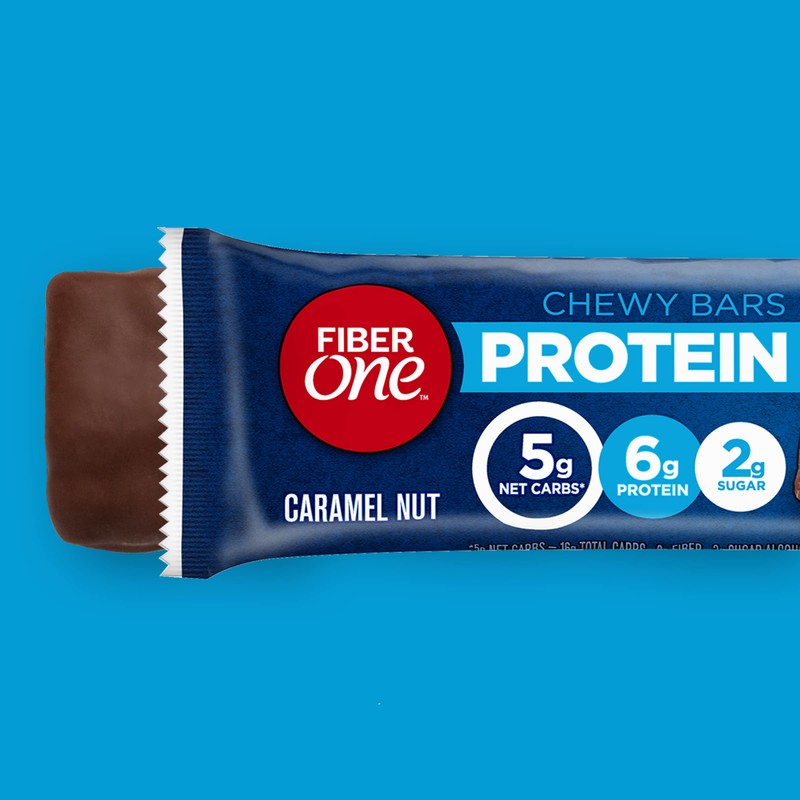 Fiber One Chewy Protein Bars, Caramel Nut, Protein Snacks, 1.17