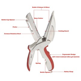 Ausid Kitchen Cutter Knife Scissor 7 in 1 Multi Tool Kitchen Gadget Vegetable