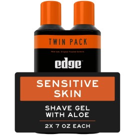 Unbranded Edge Sensitive Skin Shave Gel for Men with Aloe, Twin Pack, 14 Oz