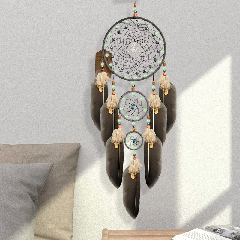 Dream Catchers Handmade Feather Native Home Wall Decoration Brown