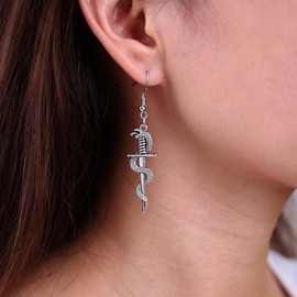 TseenYi Cross Snake Earrings Gothic Black Snake Hook Earrings Snake Cross Dangle Earrings Snake Drop Earrings Punk Hip Hop Earrings Jewellery for Women and Girls