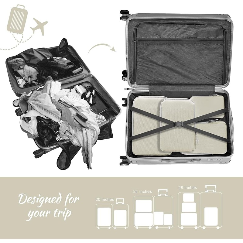 4pcs Packing Cubes, Compression Packing Cubes for Travel compression bags