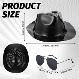 Mepase 24 Pcs Black Gangster Hat with 12 Pairs Glasses, Plastic Gentlemen Hats, Gangster Costume Hats for Adults Men Women 1920s Party