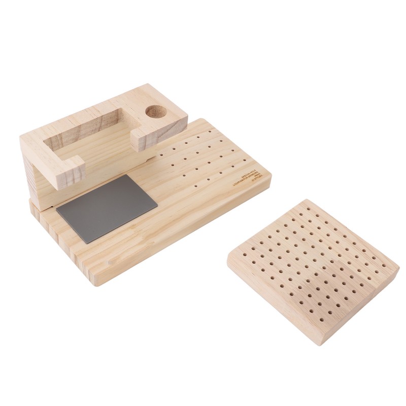Wooden Nail Drill Stand Organizer with 81 Holes Drill Bits