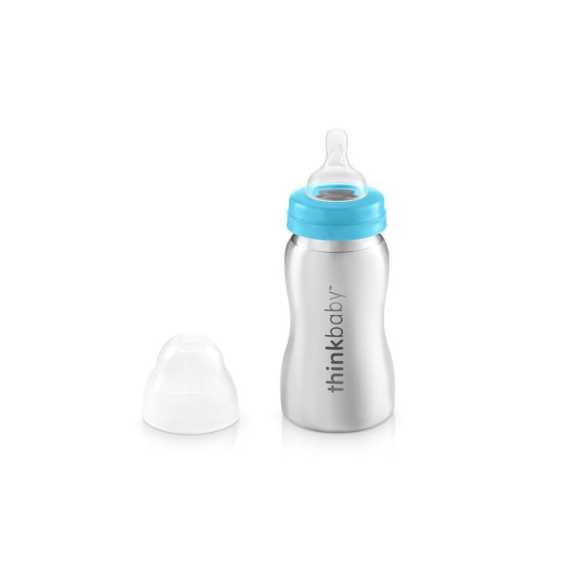 Thinkbaby Baby Bottle of Ultra Polished Stainless Steel, Blue