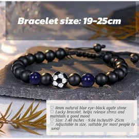 Soccer Football Adjustable Bracelet Jewelry, Birthday & Valentine's Day Gifts for Fans & Players, Soccer Accessories Bracelet Gifts for Son, Brother, Boyfriend or Nephew