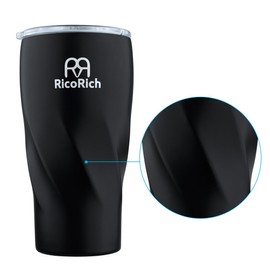 RicoRich Stainless Steel Tumbler with Lid Vacuum Insulated Double Wall 550ml Black (F-RRWB07N-BK)