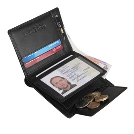 STARHIDE Men's Black Real Leather Wallets RFID Blocking Contactless Protection Bifold Multi Card Holder Organizer Wallet 2015