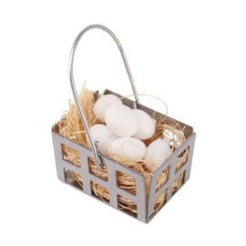 Kisangel 1 Set Mini Eggs Basket Miniature Dollhouse Food 1: 12 Scale Dollhouse Accessories Fairy Garden Accessories Micro Landscape Ornaments