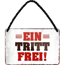 Blechschilder Funny Saying: "Eintritt Frei!" Decorative Hanging Sign Door Sign Entrance House Entrance Metal Sign Funny Gift for Birthday or Christmas 18 x 12 cm