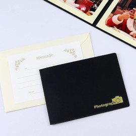 山田屋台紙店 写真台紙 ペーパーフォトフレーム ポケット台紙 『Photograph/カメラ』 2Lサイズ 2面ヨコ (ブラック)